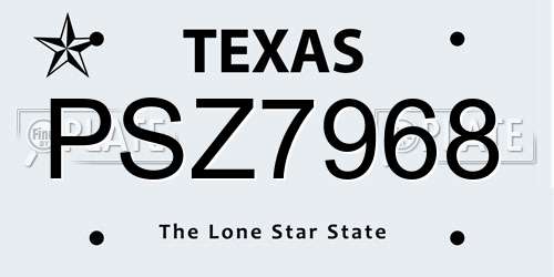 PSZ7968 Texas License Plate