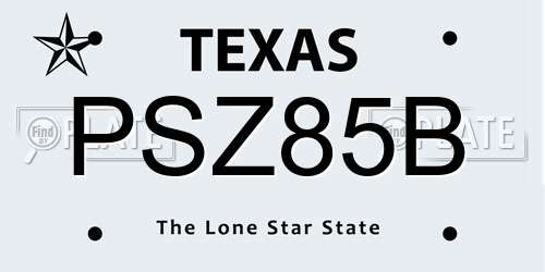 PSZ85B Texas License Plate