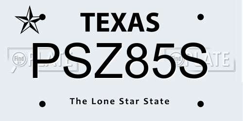 PSZ85S Texas License Plate