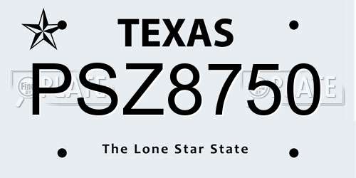 PSZ8750 Texas License Plate