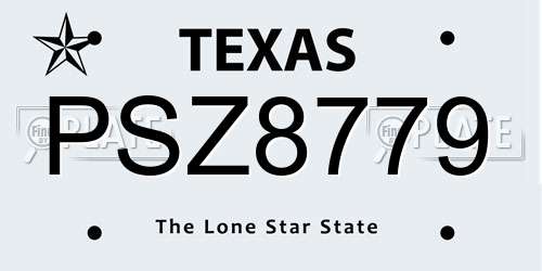 PSZ8779 Texas License Plate