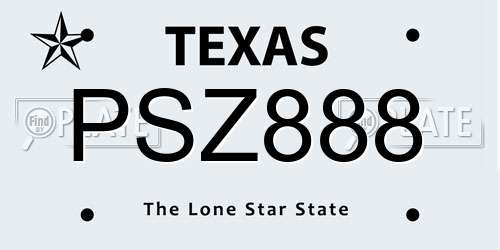 PSZ888 Texas License Plate