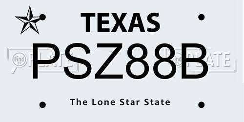PSZ88B Texas License Plate