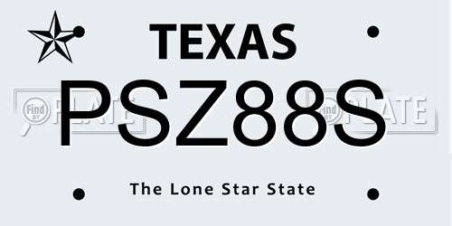 PSZ88S Texas License Plate