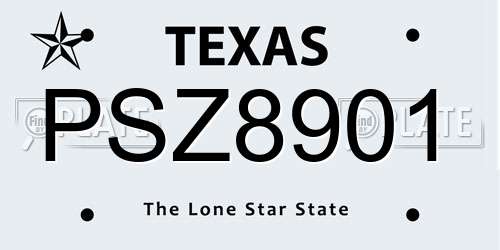 PSZ8901 Texas License Plate