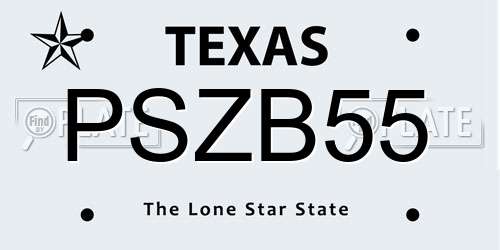 PSZB55 Texas License Plate