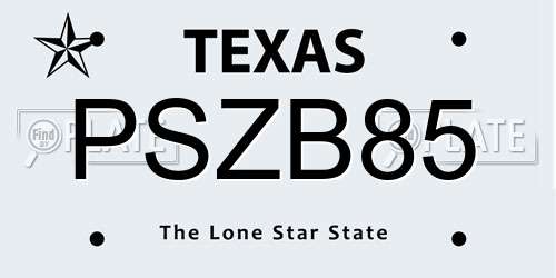 PSZB85 Texas License Plate