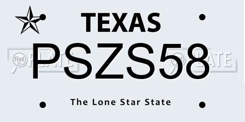 PSZS58 Texas License Plate