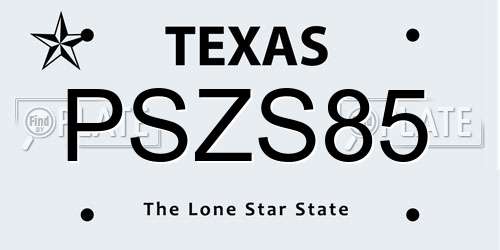 PSZS85 Texas License Plate
