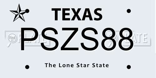 PSZS88 Texas License Plate