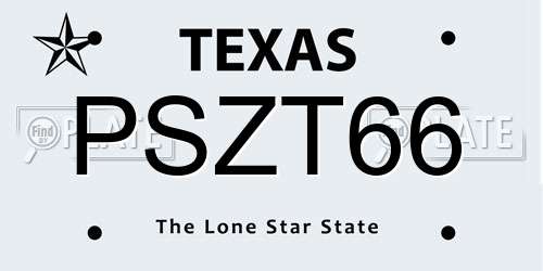 PSZT66 Texas License Plate