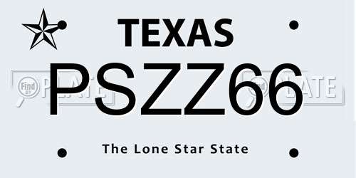 PSZZ66 Texas License Plate