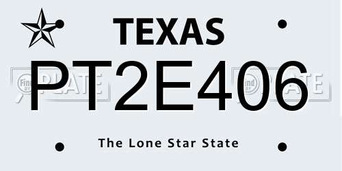 PT2E406 Texas License Plate