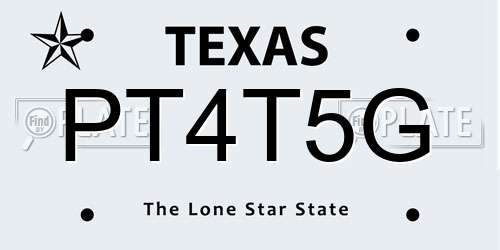 PT4T5G Texas License Plate