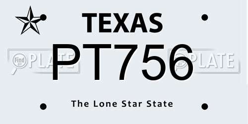 PT756 Texas License Plate