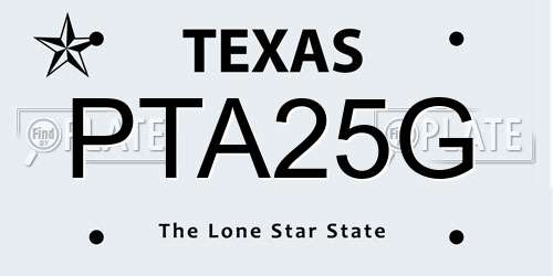 PTA25G Texas License Plate