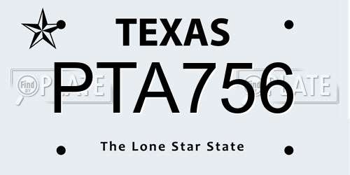 PTA756 Texas License Plate
