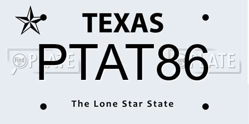 PTAT86 Texas License Plate