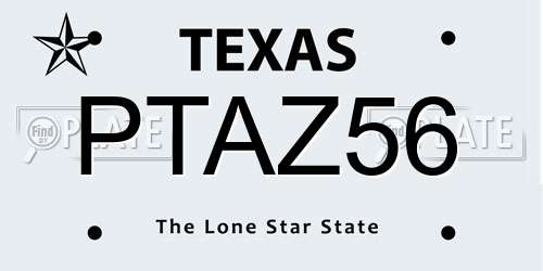 PTAZ56 Texas License Plate