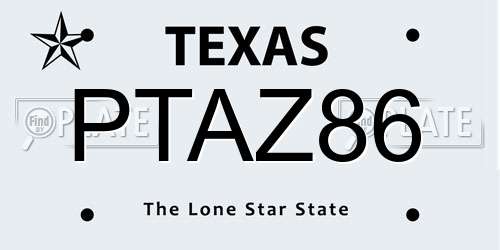 PTAZ86 Texas License Plate