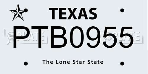 PTB0955 Texas License Plate