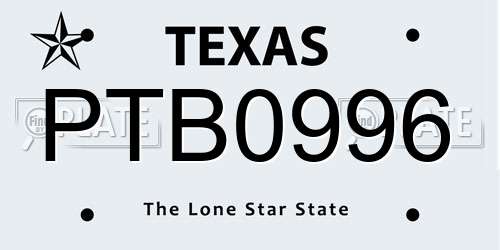 PTB0996 Texas License Plate