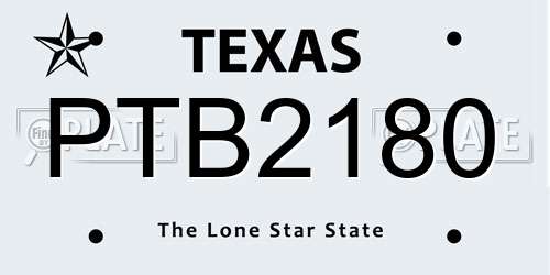 PTB2180 Texas License Plate