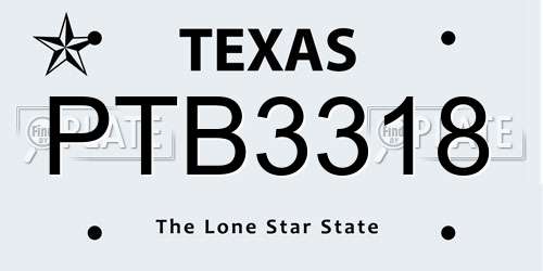 PTB3318 Texas License Plate
