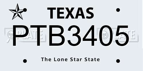 PTB3405 Texas License Plate