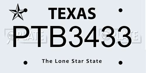 PTB3433 Texas License Plate