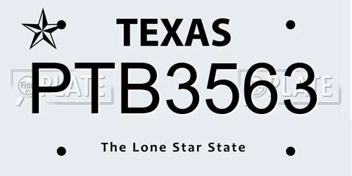 PTB3563 Texas License Plate