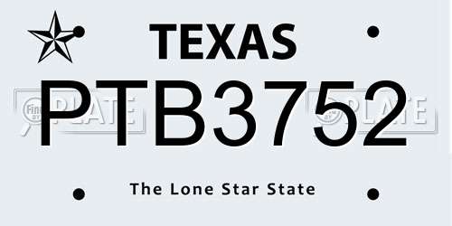 PTB3752 Texas License Plate