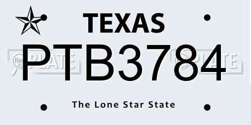 PTB3784 Texas License Plate