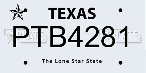PTB4281 Texas License Plate
