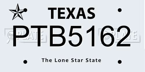 PTB5162 Texas License Plate