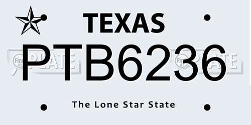 PTB6236 Texas License Plate