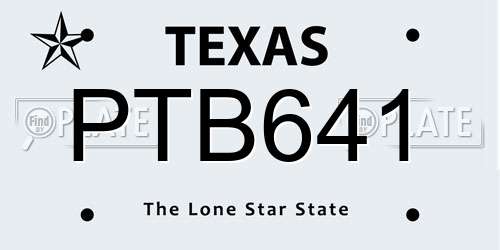 PTB641 Texas License Plate