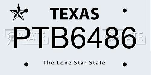 PTB6486 Texas License Plate