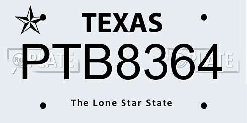 PTB8364 Texas License Plate