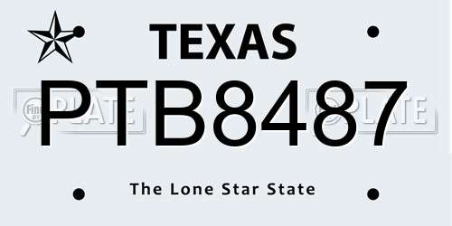 PTB8487 Texas License Plate