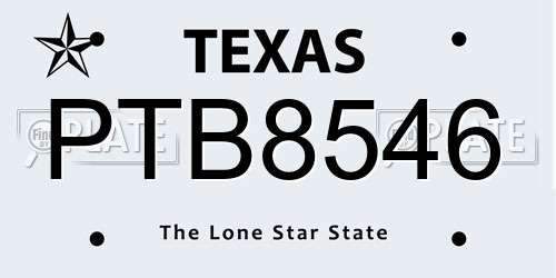 PTB8546 Texas License Plate