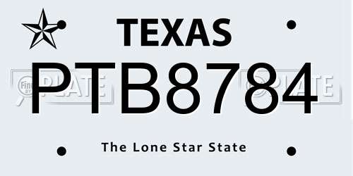 PTB8784 Texas License Plate