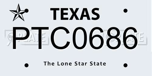 PTC0686 Texas License Plate