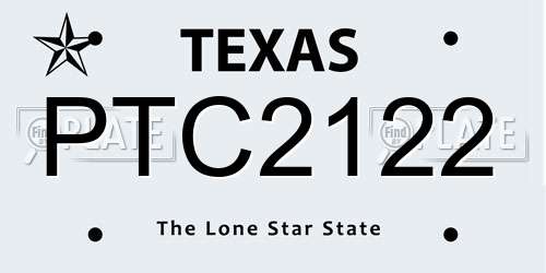 PTC2122 Texas License Plate