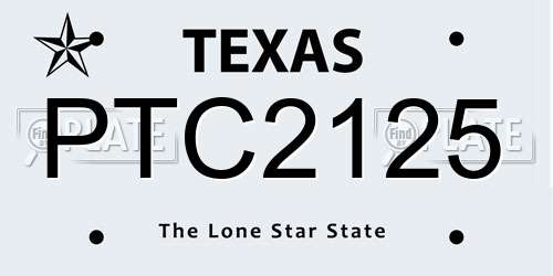 PTC2125 Texas License Plate
