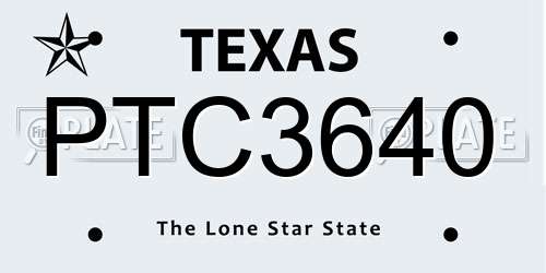 PTC3640 Texas License Plate