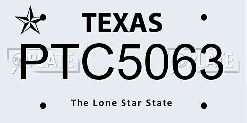 PTC5063 Texas License Plate