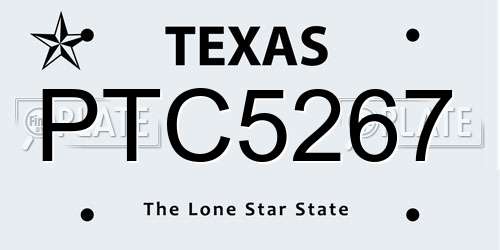 PTC5267 Texas License Plate