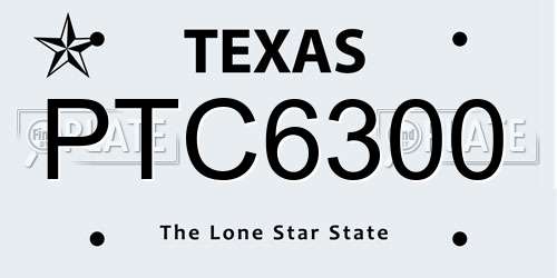 PTC6300 Texas License Plate