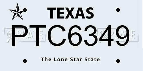 PTC6349 Texas License Plate